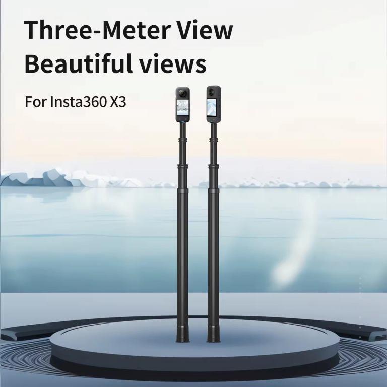 Telesin 3.0M118.11 long Carbon Fiber Light weight Compact for Carry Monopod Selfie Stick for Insta360 X3&2 Go Pros camera (IS-MNP-300)