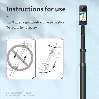 Telesin 3.0M/118.11" long Carbon Fiber Light weight Compact for Carry Monopod Selfie Stick for Insta360 X3&amp;2 / Go Pros camera (IS-MNP-300)