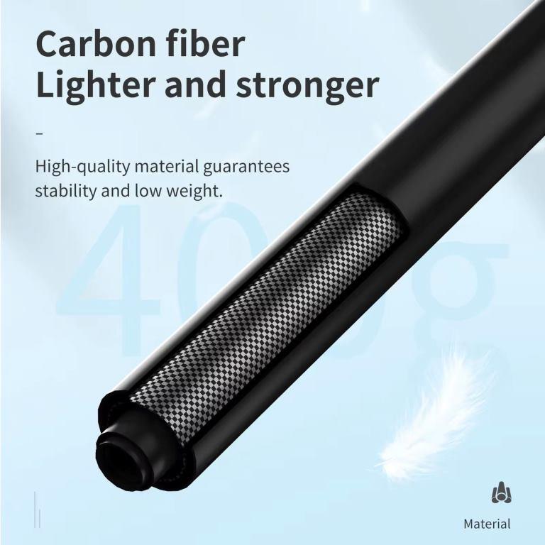 Telesin 3.0M/118.11" long Carbon Fiber Light weight Compact for Carry Monopod Selfie Stick for Insta360 X3&amp;2 / Go Pros camera (IS-MNP-300)