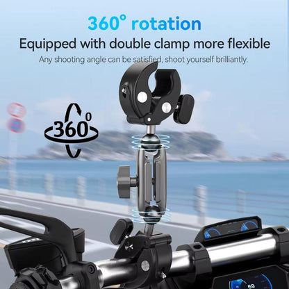 Telesin Dual head Super Strong Crab Pipe Mount Motorcycle Clamp Mount for GoPro Insta360 Cameras (GP-HBM-001-D)