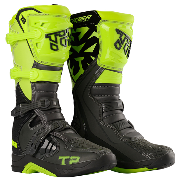 Tiger Racing-MTR T2 Motocross Offroad Boots (Black Green)