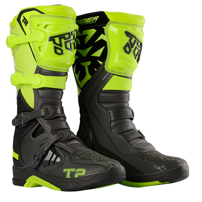 Tiger Racing-MTR T2 Motocross Offroad Boots (Black Green)