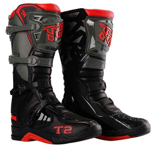 Tiger Racing-MTR T2 Motocross Offroad Boots (Grey Red)