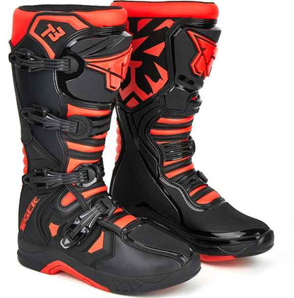 Tiger Racing-MTR T3 Motocross Boots (Black Red)