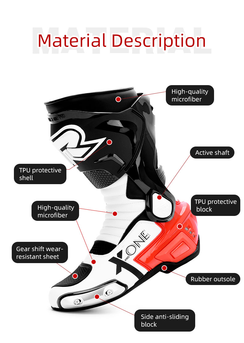 Tiger Racing X One Pro Boots - Red White