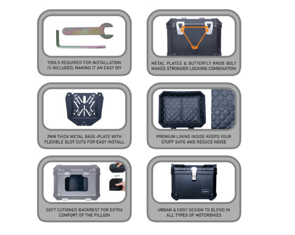 Top Box (47 Liters) Black -ASG-SG-48