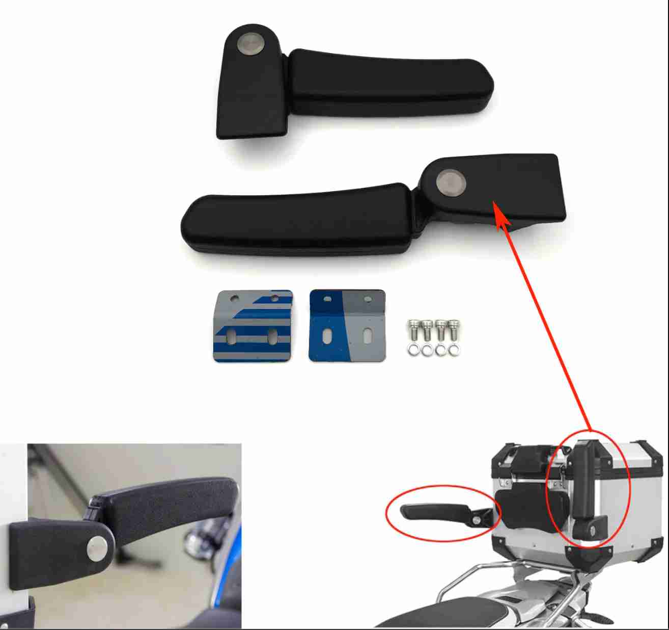 Passenger Armrest for Aluminium Top Box - Riders Junction