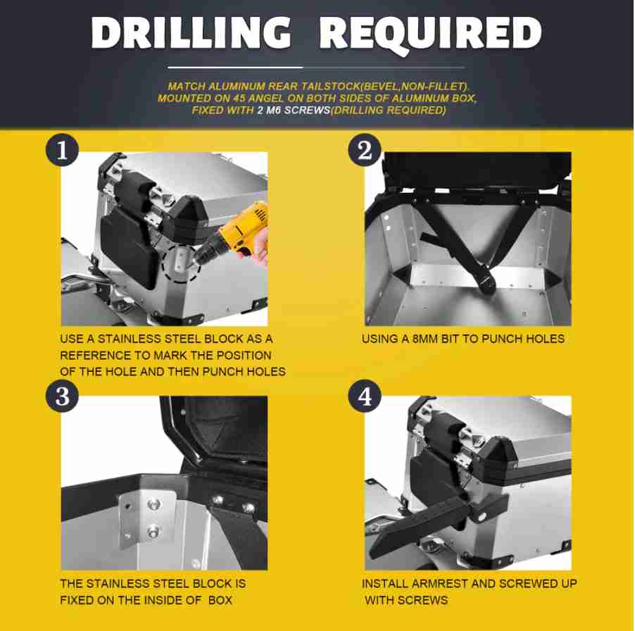 Passenger Armrest for Aluminium Top Box - Riders Junction