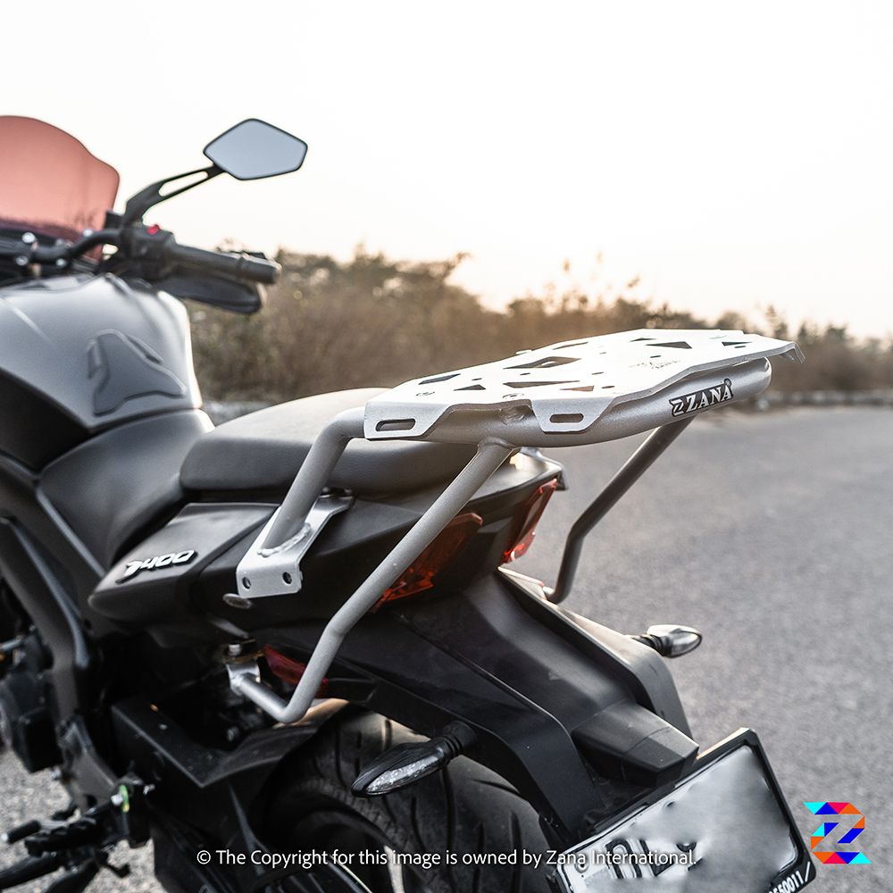 Silver Top Rack with New Plate for Dominar (2017-2022) Compatible with Pillion Backrest Kustom