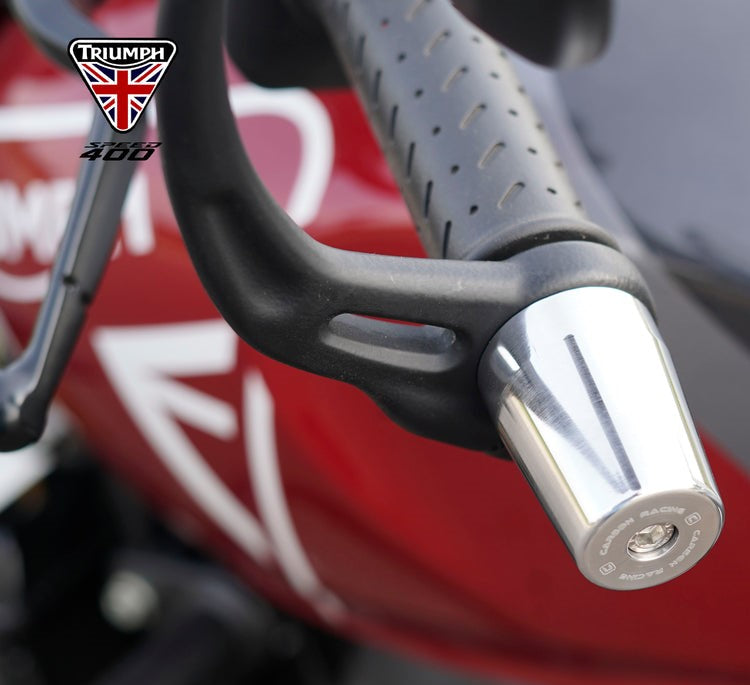 Aluminium Bar End Sliders for Triumph Speed 400 - Silver - Carbon Racing - Riders Junction