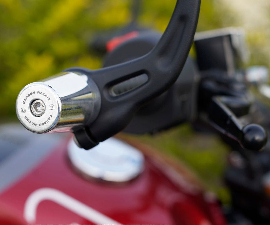 Aluminium Bar End Sliders for Triumph Speed 400 - Silver - Carbon Racing - Riders Junction
