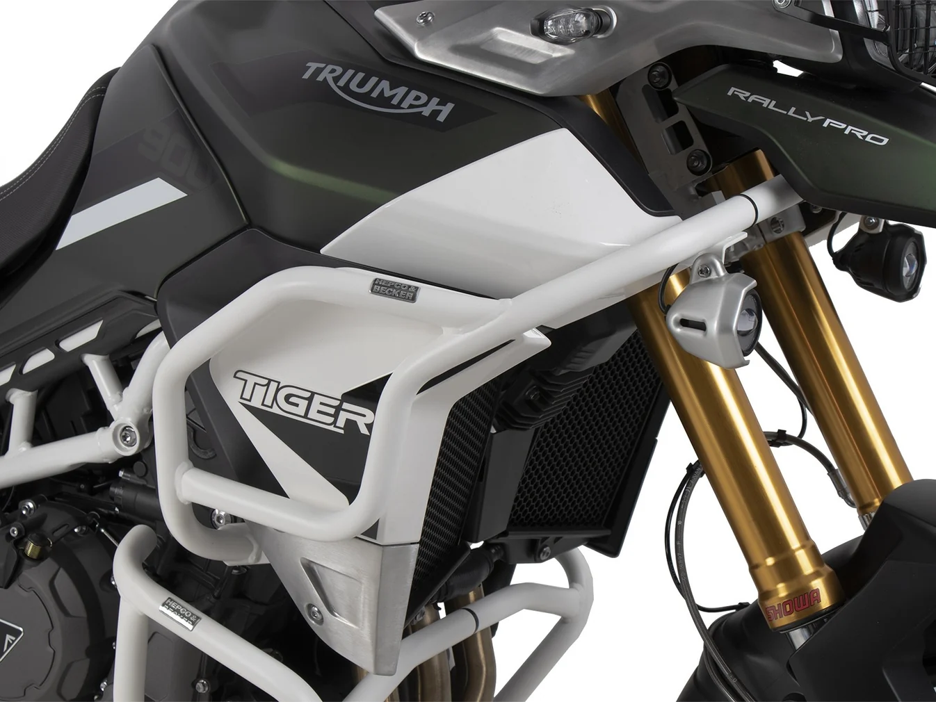 Triumph Tiger 850 &amp; 900 Protection - Guard Tank-Steel - White - Hepco Becker - 5027605 00 03