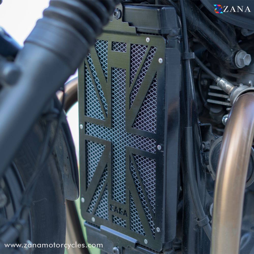 UK Flag Black Radiator Guard for Triumph Street Twin by ZANA-ZI-6021