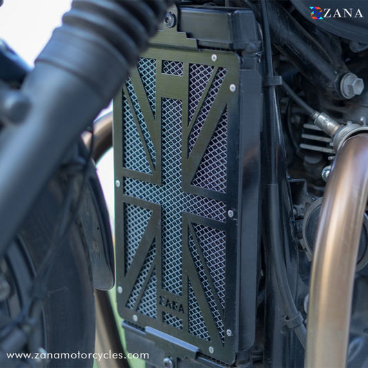 UK Flag Black Radiator Guard for Triumph Street Twin by ZANA-ZI-6021