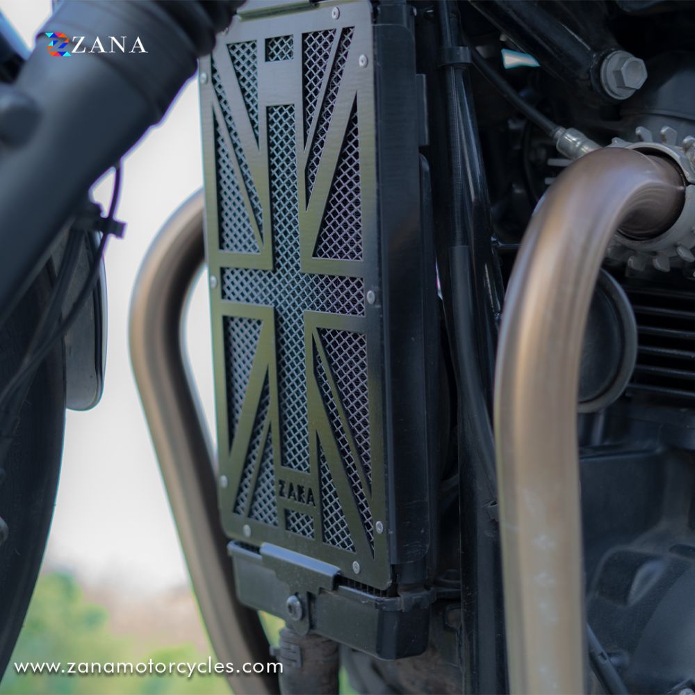 UK Flag Black Radiator Guard for Triumph Street Twin by ZANA-ZI-6021