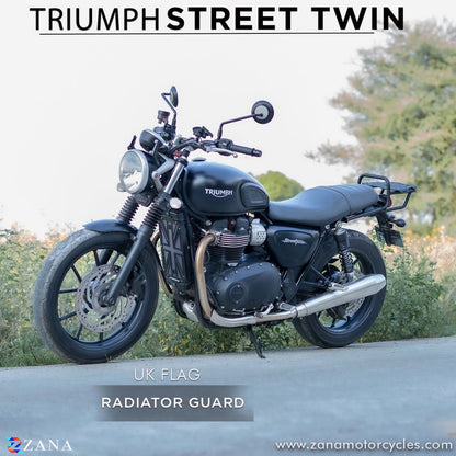 UK Flag Black Radiator Guard for Triumph Street Twin by ZANA-ZI-6021
