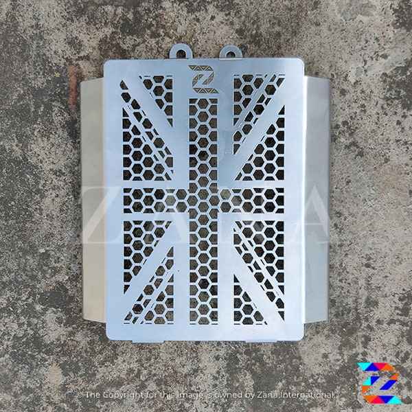 UK Flag Type-2 Radiator Grill Silver With Black GT/Interceptor 650- ZANA, ZI-8061