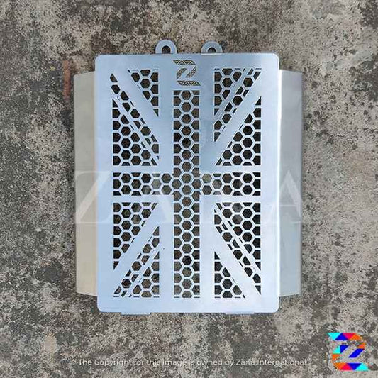 UK Flag Type-2 Radiator Grill Silver With Black GT/Interceptor 650- ZANA, ZI-8061