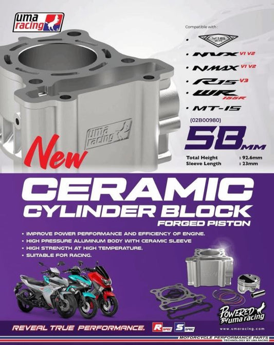 Uma Racing Ceramic Block Forged Piston Aerox155 R15v4 R15v3 MT15 58mm 02B00980