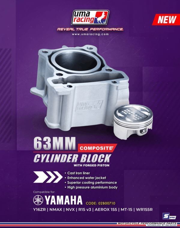 Uma Racing MT15R15Aerox Cylinder Block 63mm Forged Piston 02B00710