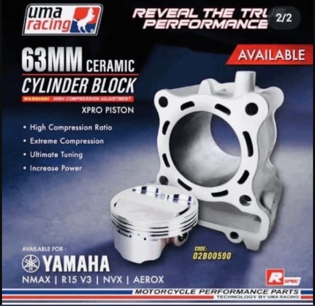 Uma Racing Mt15R15Aerox Cylinder Block 63mm X Pro Piston 02B00590