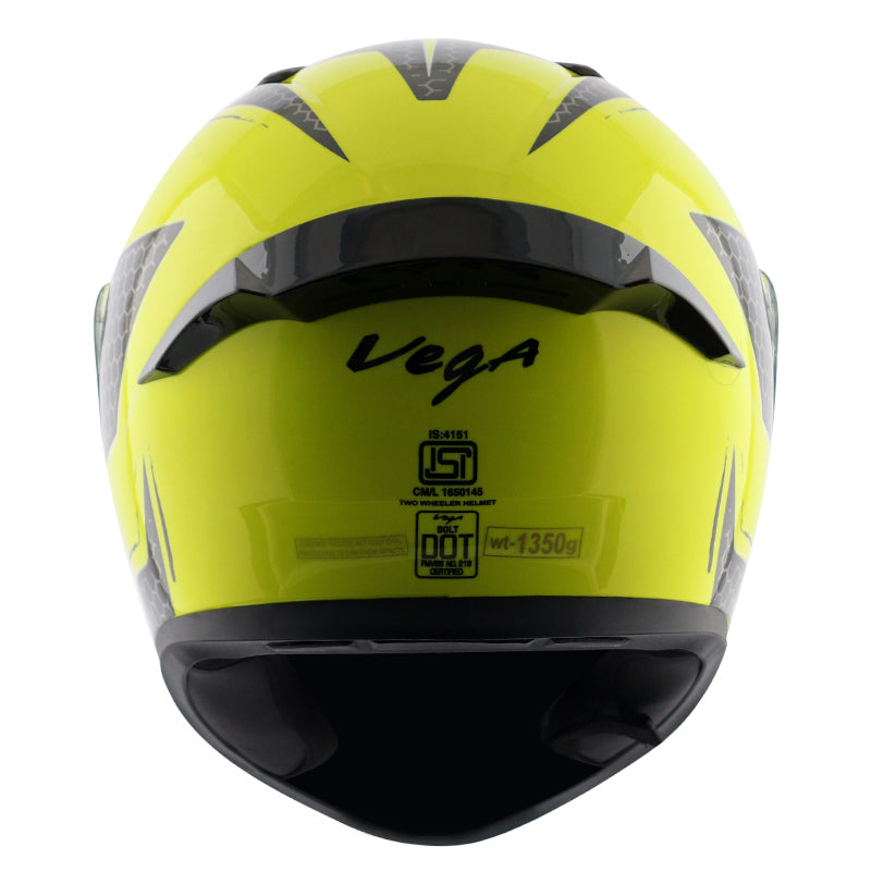 Vega Bolt Hyper Neon Yellow Black Helmet - Riders Junction