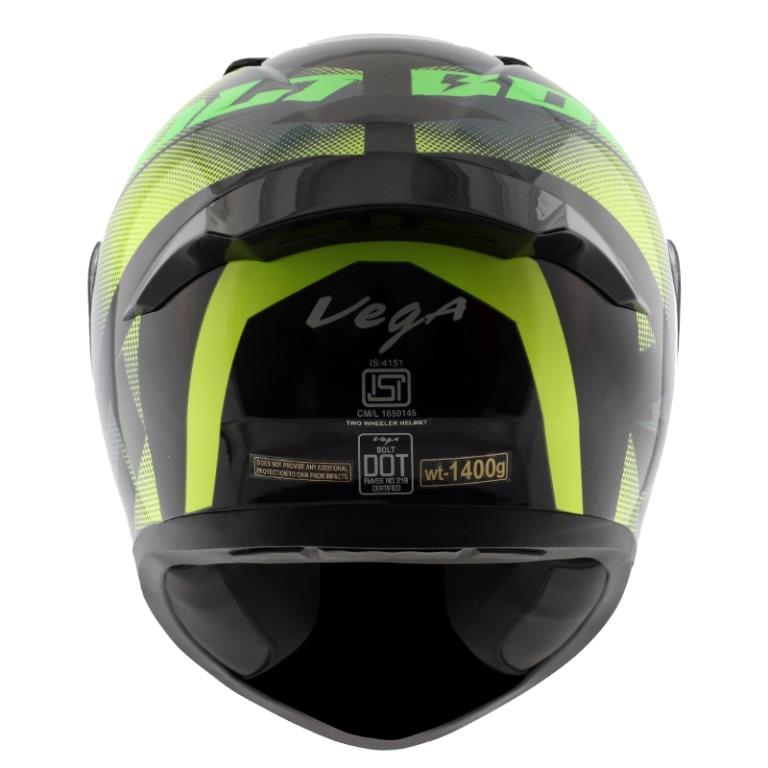 Vega Bolt Macho Black Neon Yellow Helmet - Riders Junction