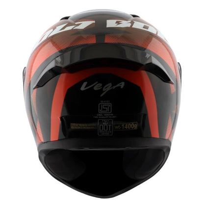 Vega Bolt Macho Black Orange Helmet - Riders Junction