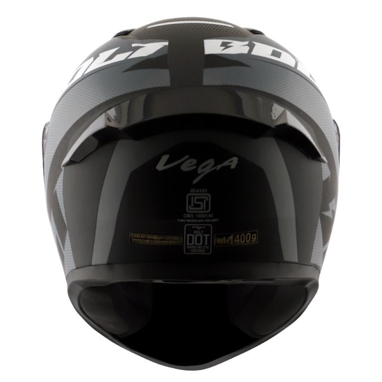 Vega Bolt Macho Matt Black Grey Helmet - Riders Junction