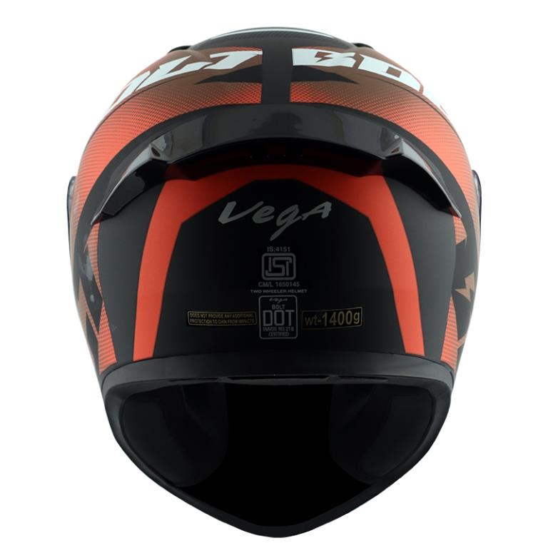 Vega Bolt Macho Matt Black Orange Helmet - Riders Junction