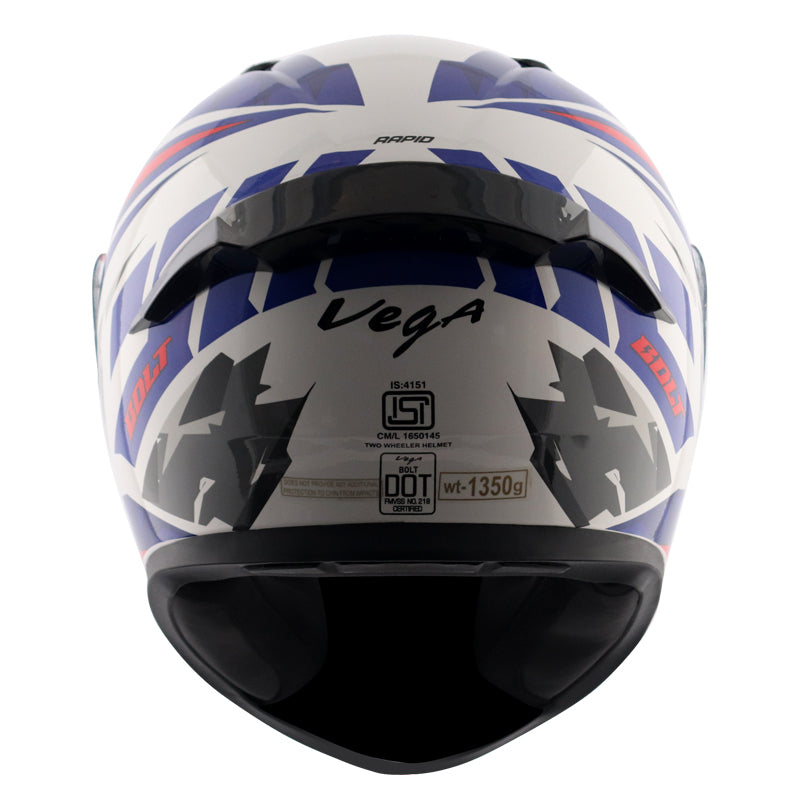 Vega Bolt Rapid White Blue Helmet - Riders Junction