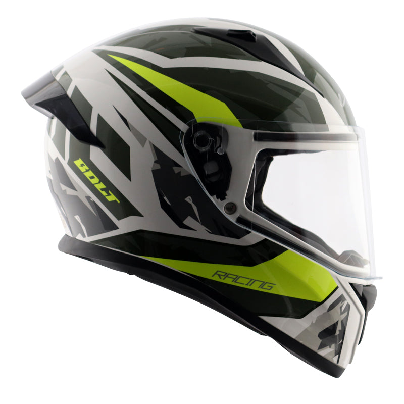 Vega Bolt Rapid White Neon Yellow Helmet - Riders Junction