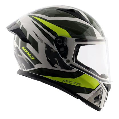 Vega Bolt Rapid White Neon Yellow Helmet - Riders Junction