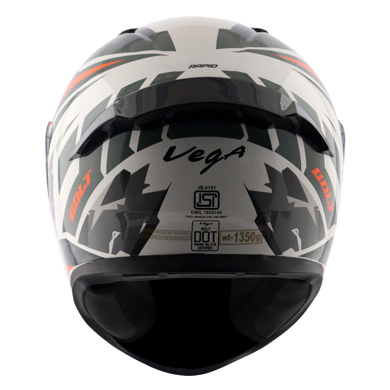 Vega Bolt Rapid White Orange Helmet - Riders Junction