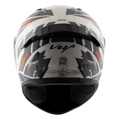 Vega Bolt Rapid White Orange Helmet - Riders Junction