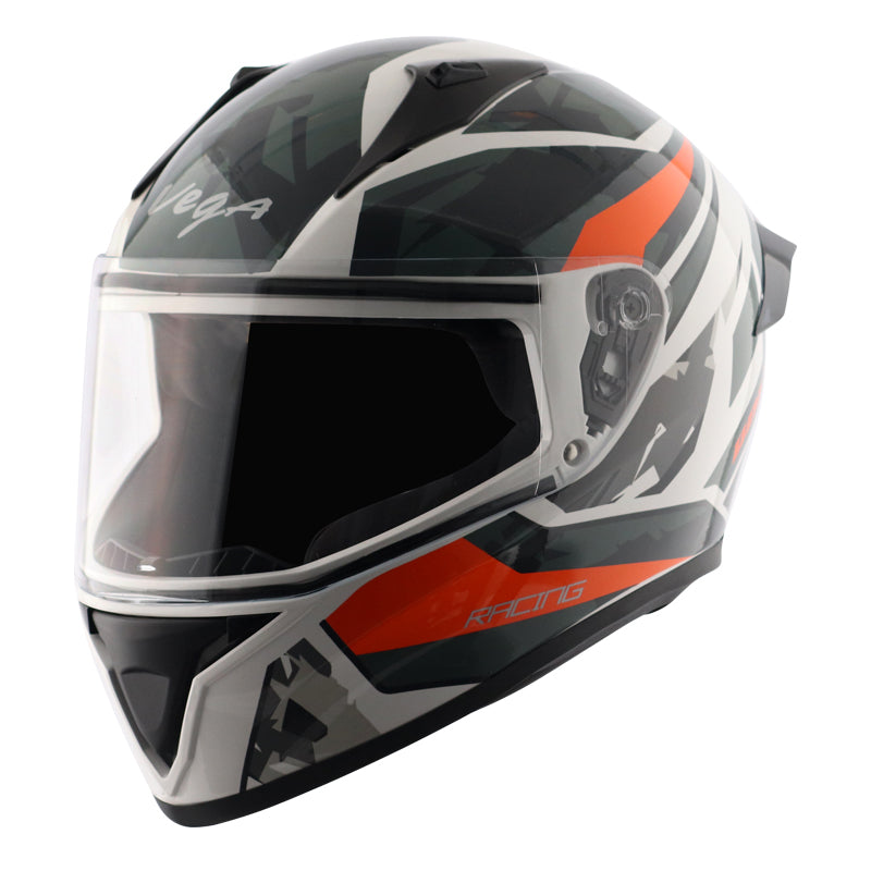 Vega Bolt Rapid White Orange Helmet - Riders Junction