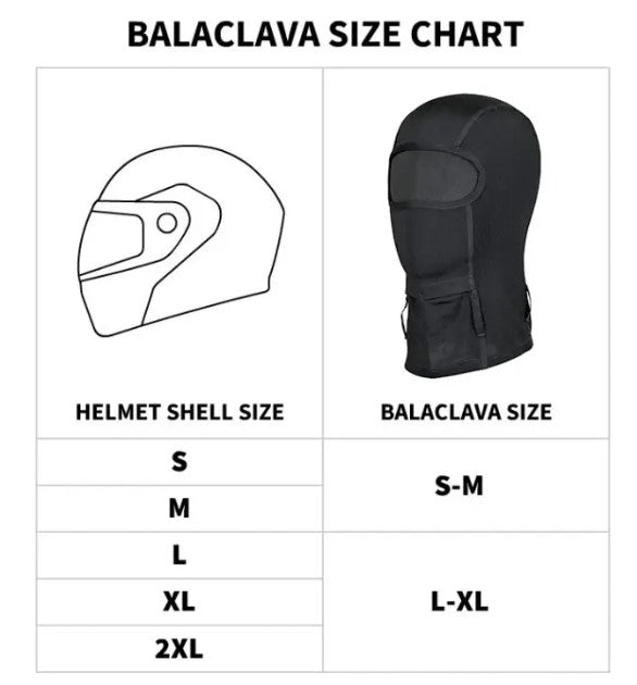 Viaterra Balaclava Size Chart