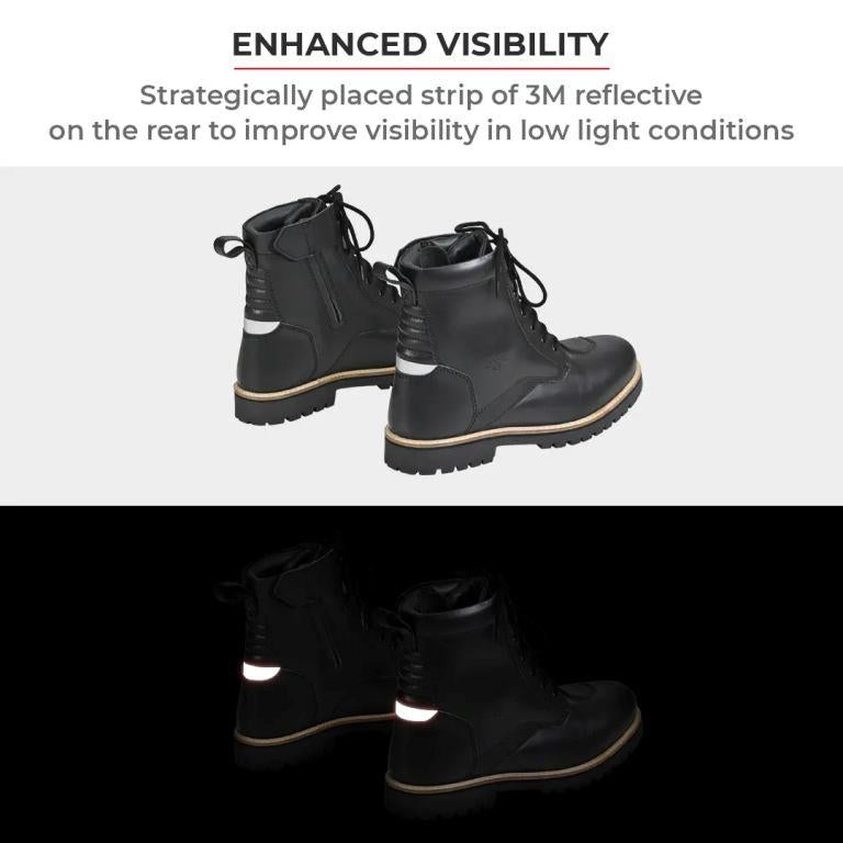 Viaterra Bronson - Retro Motorcycle Riding Boots For Men (Black)