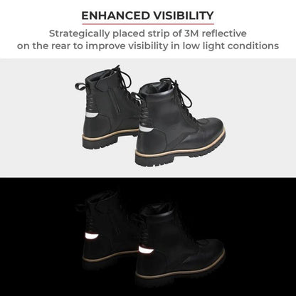 Viaterra Bronson - Retro Motorcycle Riding Boots For Men (Black)