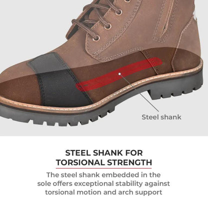 Viaterra Bronson - Retro Motorcycle Riding Boots For Men (Brown)