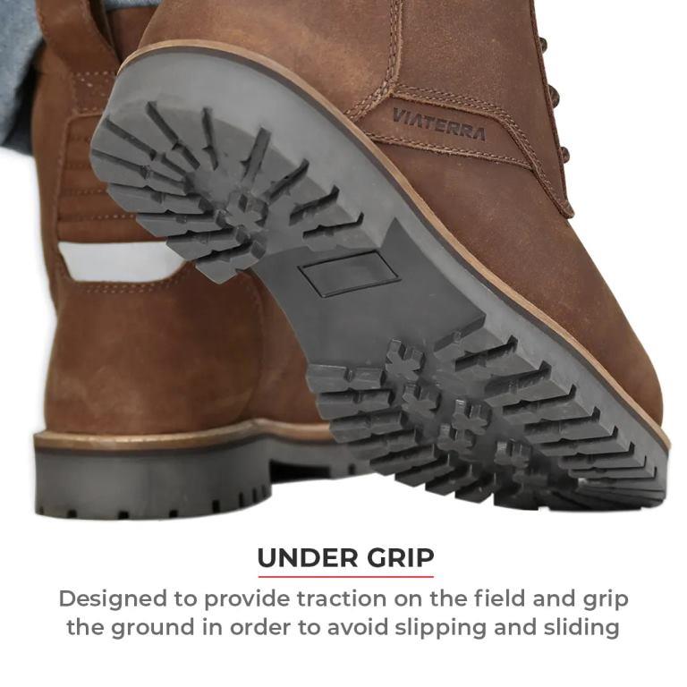 Viaterra Bronson - Retro Motorcycle Riding Boots For Men (Brown)