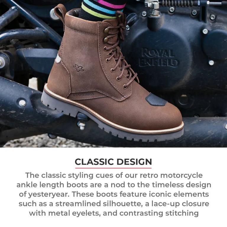 Viaterra Bronson - Retro Motorcycle Riding Boots For Men (Brown)