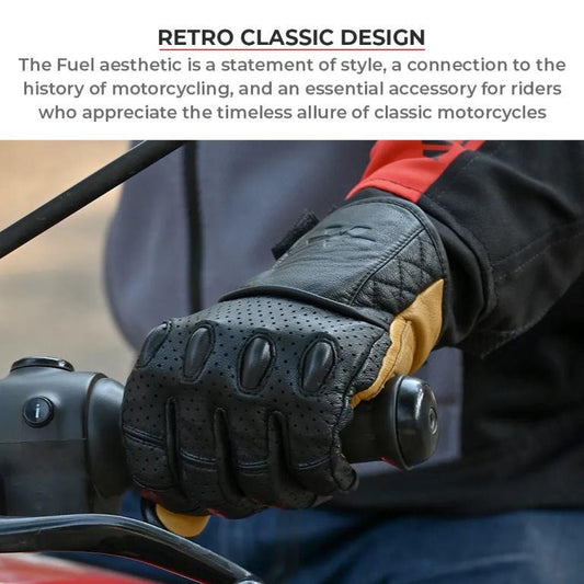 Viaterra Fuel - Retro Classic Leather Motorcycle Gloves - Brown