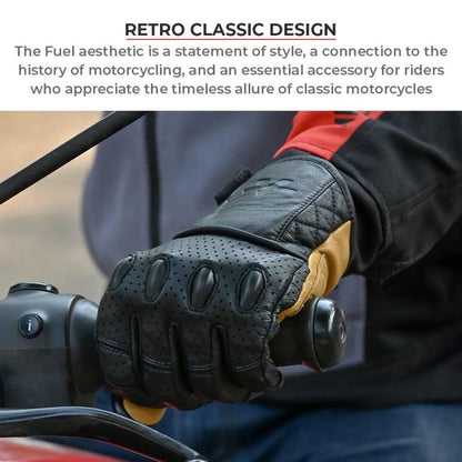 Viaterra Fuel - Retro Classic Leather Motorcycle Gloves - Brown