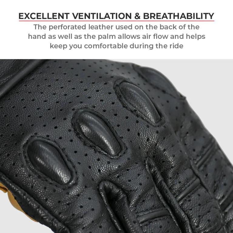 Viaterra Fuel - Retro Classic Leather Motorcycle Gloves - Tan