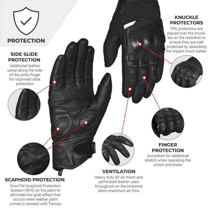 Viaterra Holeshot – Short Motorcycle Riding Gloves For Men - Black