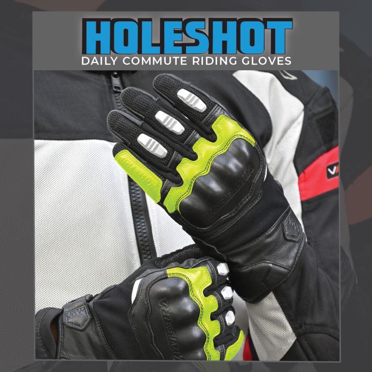 Viaterra Holeshot – Short Motorcycle Riding Gloves For Men - Fluorescent Green