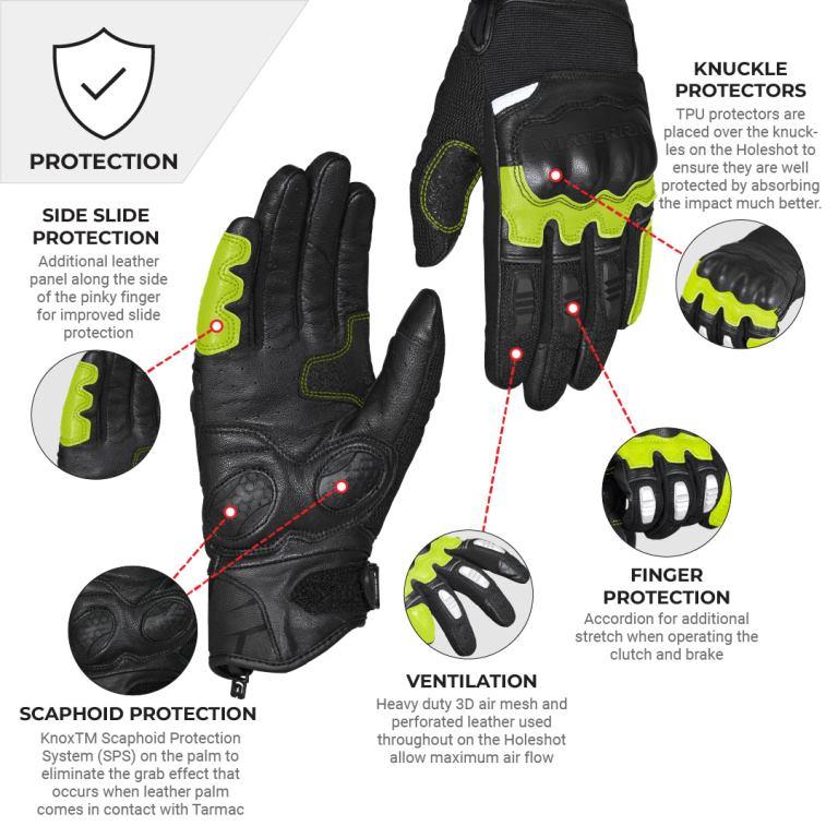 Viaterra Holeshot – Short Motorcycle Riding Gloves For Men - Fluorescent Green