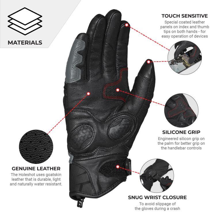 Viaterra Holeshot – Short Motorcycle Riding Gloves For Men - Gunmetal