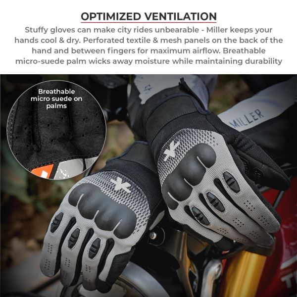 Viaterra Miller Urban Motorcycle Riding Gloves-Grey